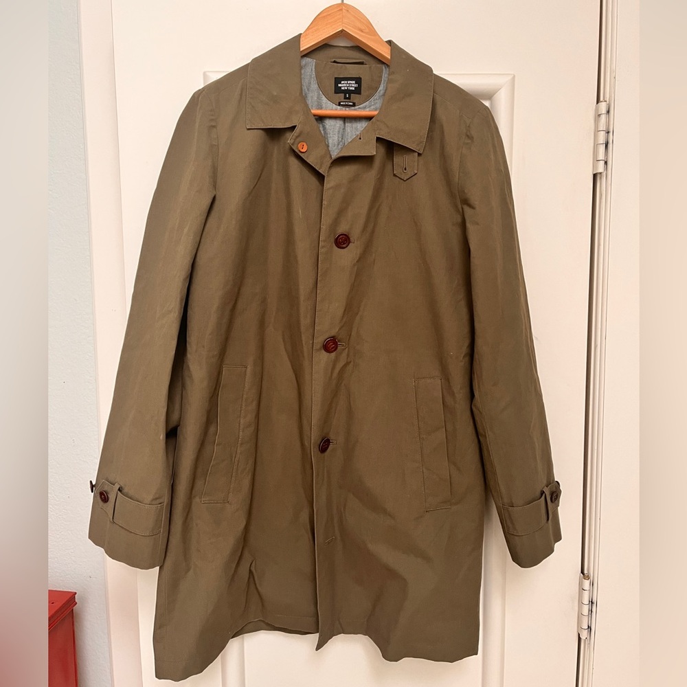 Jack Spade Single-Breasted Trench Coat - Olive, Size Small